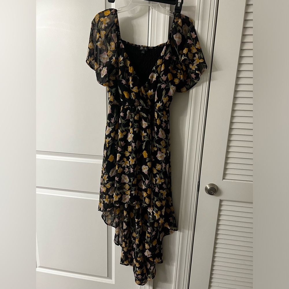 Lily Rose Black and Yellow Floral High-low Dress